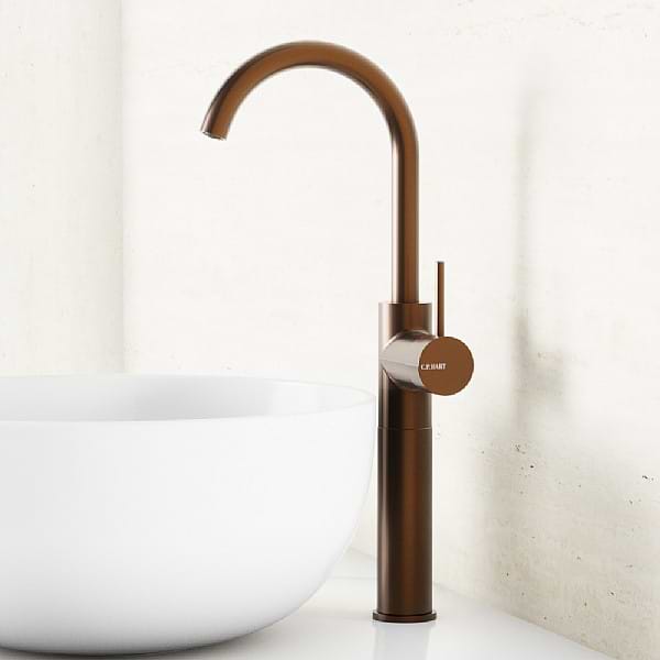 C.P. Hart Spillo Tall High Spout Single Lever Basin Mixer with Click Waste