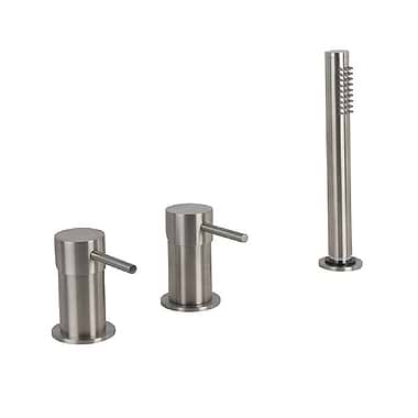 C.P. Hart Spillo Steel Three Hole Bath Mixer with Handshower
