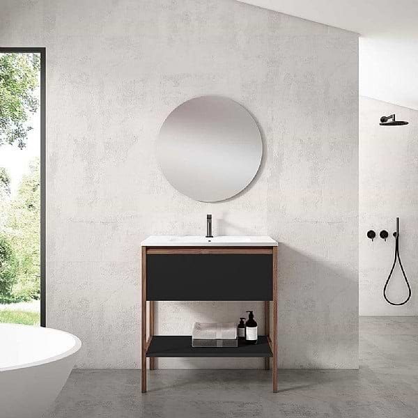 C.P. Hart Koyo One Drawer Vanity Unit with Walnut Structure 800mm