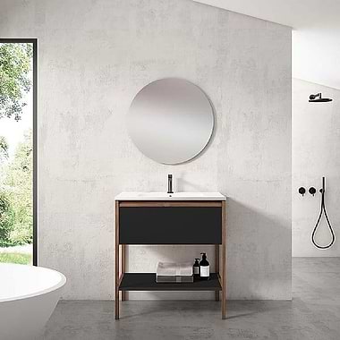 C.P. Hart Koyo One Drawer Vanity Unit with Walnut Structure 800mm