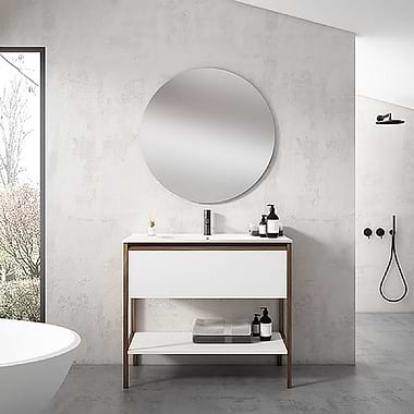 C.P. Hart Koyo One Drawer Vanity Unit with Walnut Structure 1000mm