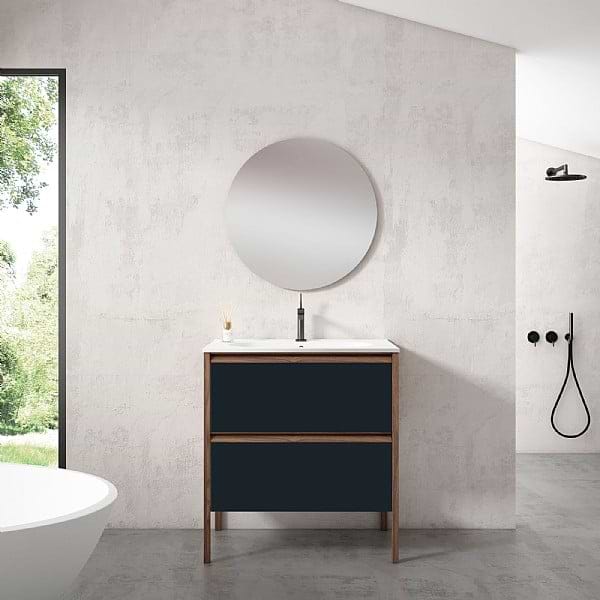 C.P. Hart Koyo Two Drawer Vanity Unit with Walnut Structure 800mm