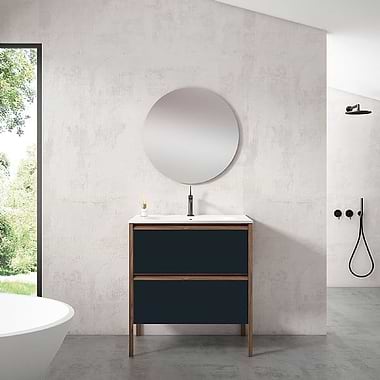 C.P. Hart Koyo Two Drawer Vanity Unit with Walnut Structure 800mm