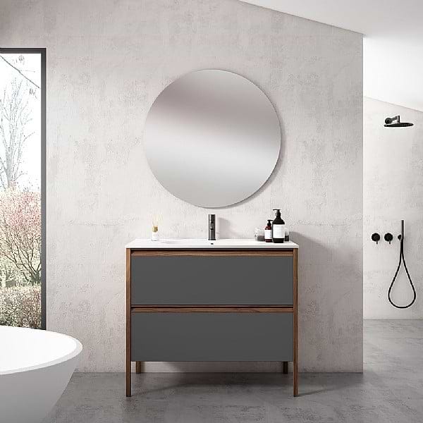 C.P. Hart Koyo Two Drawer Vanity Unit with Walnut Structure 1000mm