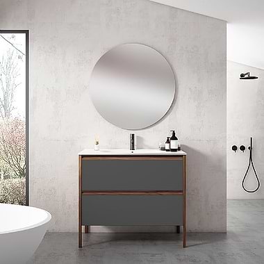 C.P. Hart Koyo Two Drawer Vanity Unit with Walnut Structure 1000mm