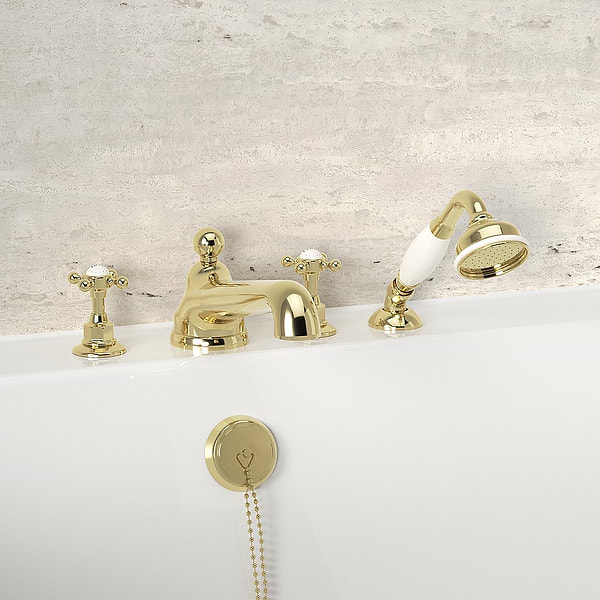 C.P. Hart Original 4-Piece Bath Shower Mixer Low Spout