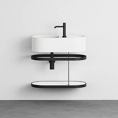 Cielo Les Petites Oval Washbasin 600mm with Framework and Ceramic Shelf