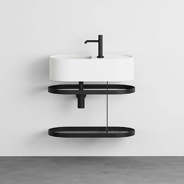 Cielo Les Petites Oval Washbasin 600mm with Framework and Metal Mesh