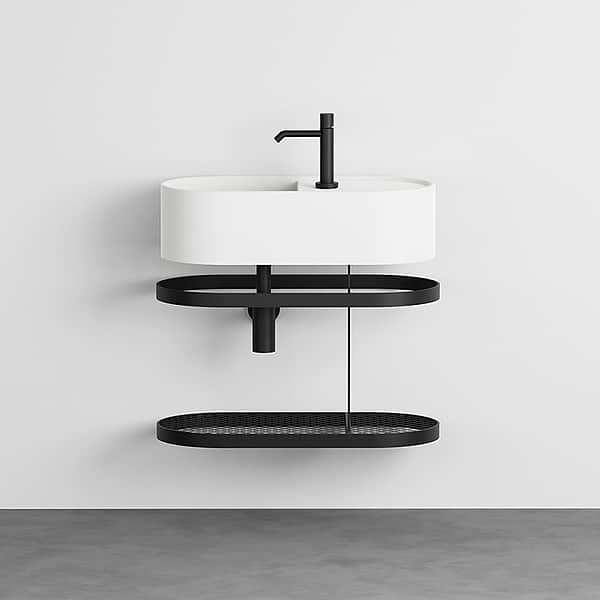 Cielo Les Petites Oval Washbasin 600mm with Framework and Metal Mesh