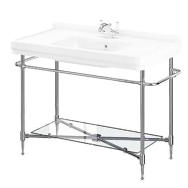 C.P. Hart London Console Basin Stand with Side Towel Rails and Glass Shelf