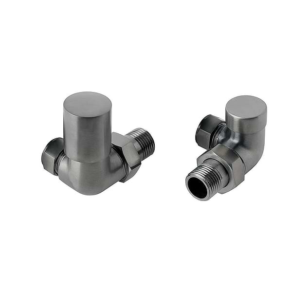 Just Taps VOS Corner Manual Radiator Valves Brushed Black