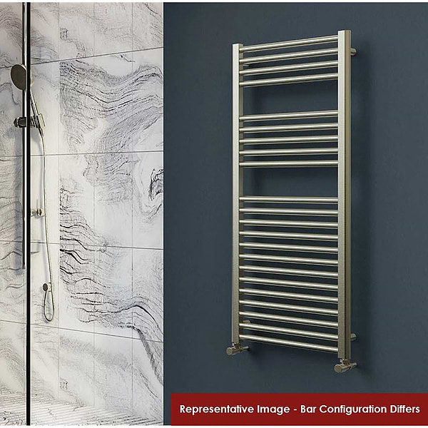 Vogue Focus Wall Mounted Heated Towel Rail 1200 x 505mm Brushed Nickel