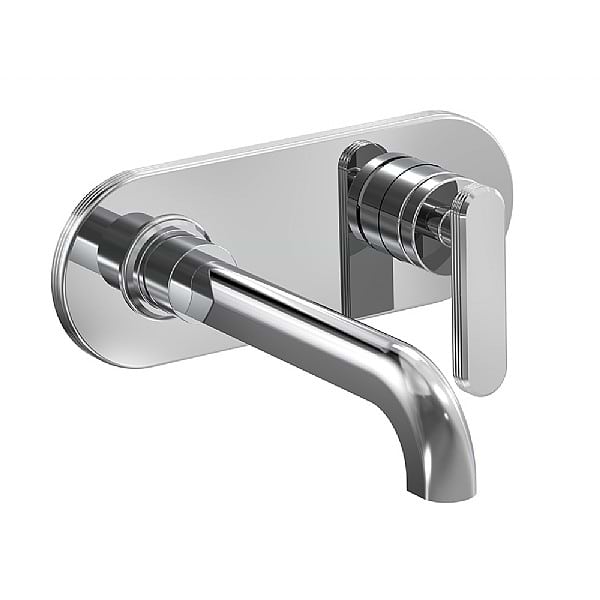 C.P. Hart Park Lane Wall-Mounted Single Lever Basin Mixer 200mm Spout with Backplate and Universal Click Waste