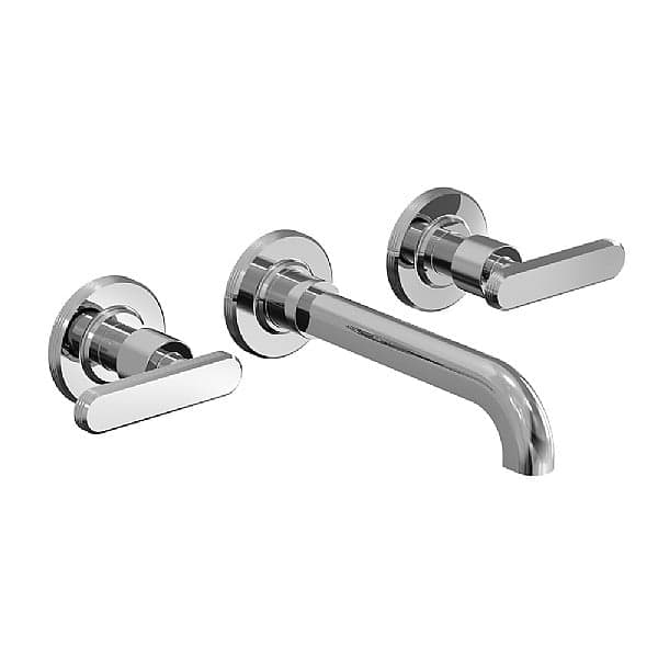 C.P. Hart Park Lane Wall-Mounted Three Hole Basin Mixer 200mm Spout with Universal Click Waste