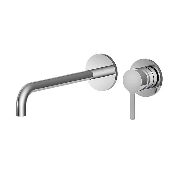 C.P. Hart Snap Wall-Mounted Single Lever Basin Mixer 252mm Spout with Universal Click Clack Waste