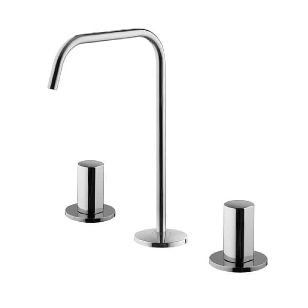 C.P. Hart SO Three Hole Basin Mixer (Spout A) with Click Waste