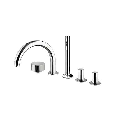 C.P. Hart SO Five Hole Bath Mixer with 232mm Spout & Handshower