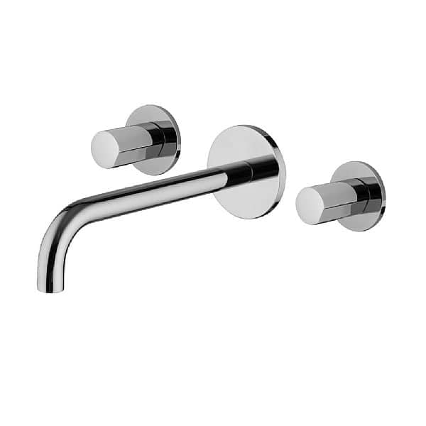 C.P. Hart SO Wall-Mounted Three Hole Basin Mixer (192-207mm Spout) with Click Waste