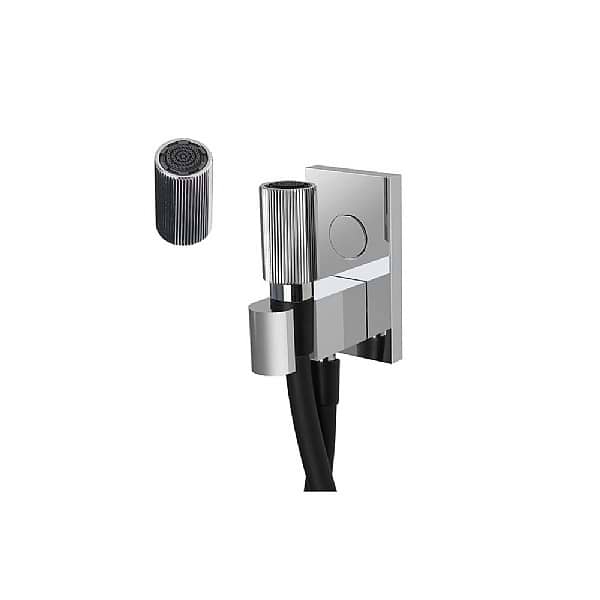 C.P. Hart Switch Rain-Jet Handshower On/Off Control Set with Wall Outlet Bracket and Black Hose