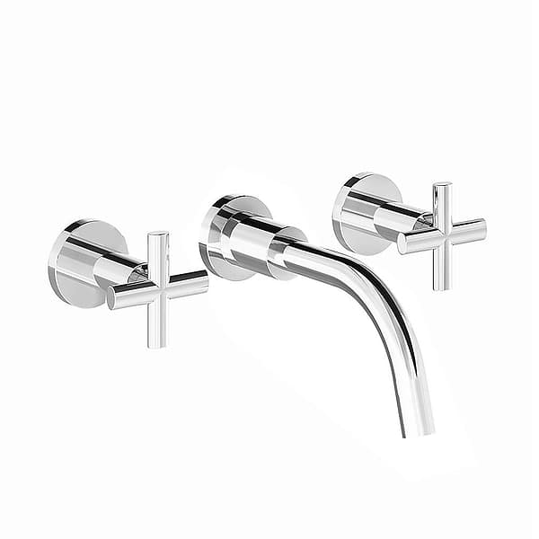 Franz Viegener Nerea Plus Three Hole Wall-Mounted Basin Mixer 200mm Spout without Waste