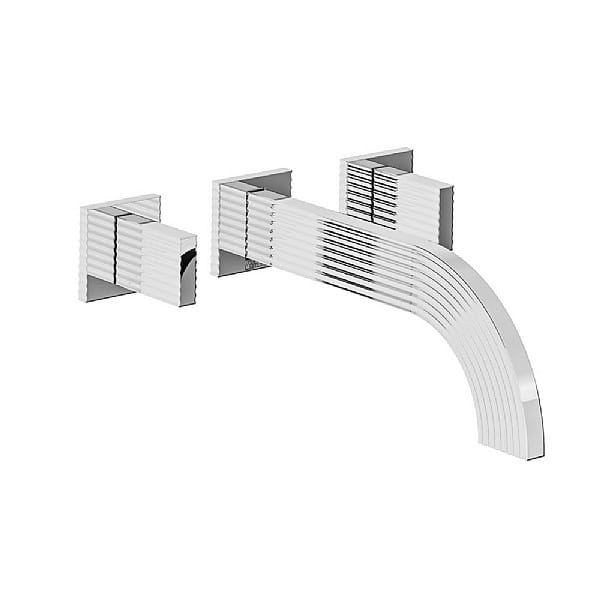 Franz Viegener Groovy Three Hole Wall-Mounted Basin Mixer 235mm Spout without Waste