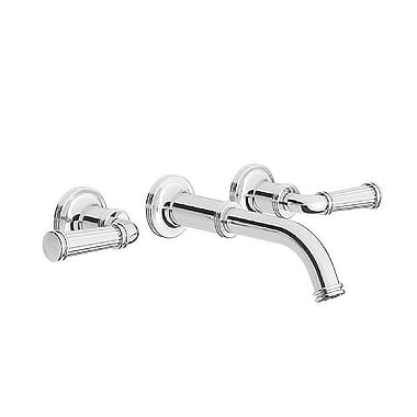 Franz Viegener Classic Fluted Three Hole Wall-Mounted Basin Mixer 185mm Spout without Waste