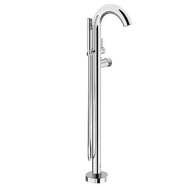 Franz Viegener Nerea & Lollipop Vertical Lines Floor Standing Bath Shower Mixer with Baton Handshower