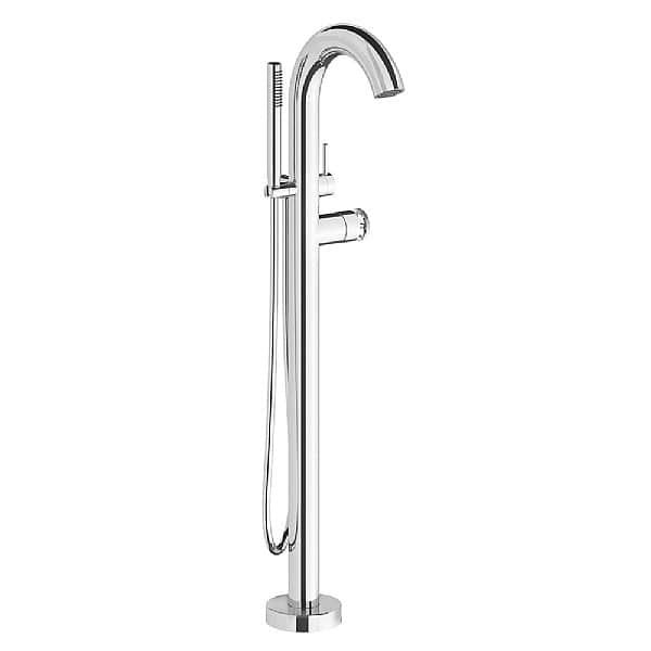 Franz Viegener Techno Chic Vertical Lines Floor Standing Bath Shower Mixer with Baton Handshower