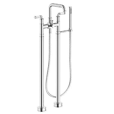 Franz Viegener Classic Fluted Floor Standing Bath Shower Mixer with Baton Handshower