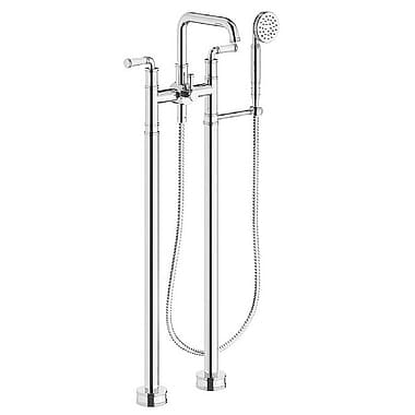 Franz Viegener Classic Fluted Floor Standing Bath Shower Mixer with Round Handshower