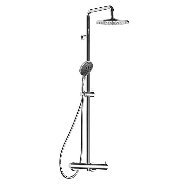 Torino / Universal Wall-Mounted Exposed Manual Shower Mixer with Two Way Diverter, Riser, Round Handshower Set and 240mm Rain Shower Head