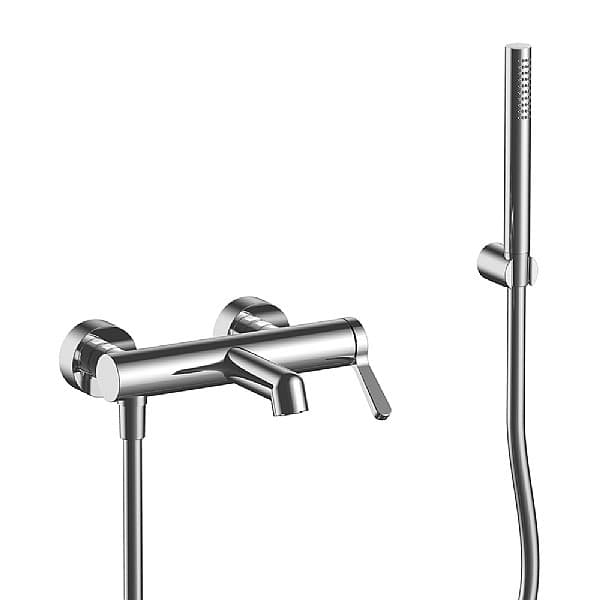 Torino Wall-Mounted Exposed Manual Bath Mixer with 180mm Spout and Baton Handshower Set