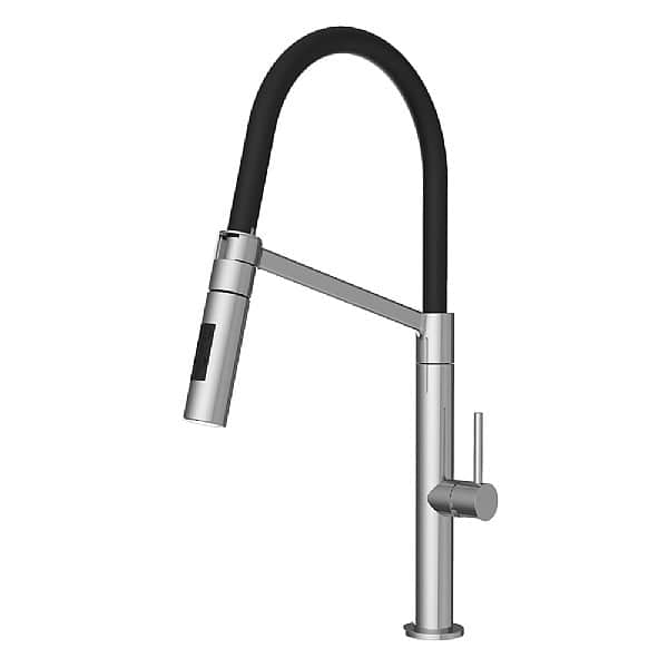 C.P. Hart Spillo Kitchen Mixer C with ABS Swivel 2-Jet Flexible Handshower and Black Hose
