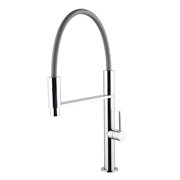 C.P. Hart Spillo Kitchen Mixer A with Brass Swivel 2-Jet Flexible Handshower and Black Hose