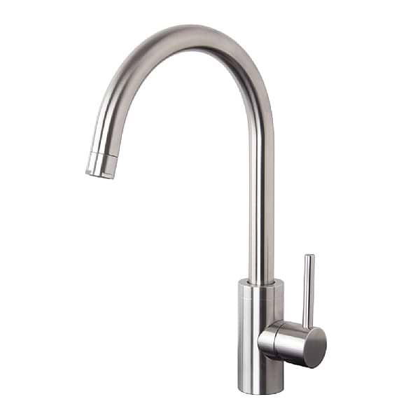 C.P. Hart Spillo Steel Single Lever Kitchen Mixer with Curved Swivel Spout