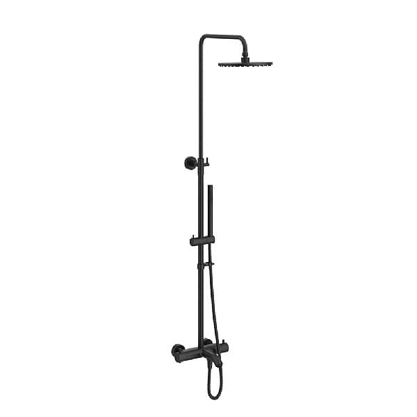 C.P. Hart Argo Thermostatic Exposed Telescopic Shower & Bath Filler Set Matt Black