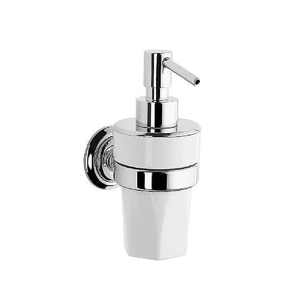 C.P. Hart Epoch Wall-Mounted White Ceramic Soap Dispenser Living Aged Brass