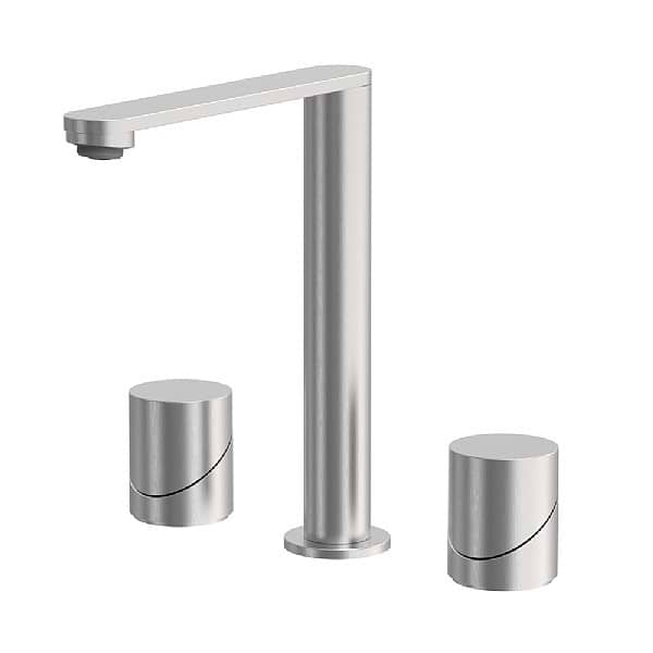 Slide Tall Three Hole Basin Mixer with Slotted Click Waste