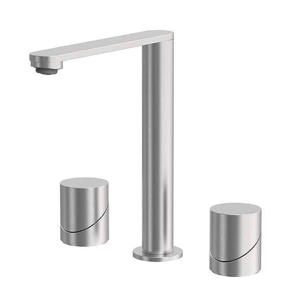 C.P. Hart Slide Tall Three Hole Basin Mixer with Slotted Click Waste
