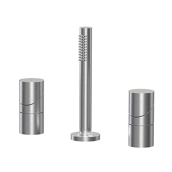 C.P. Hart Slide Three Hole Bath Mixer with Handshower