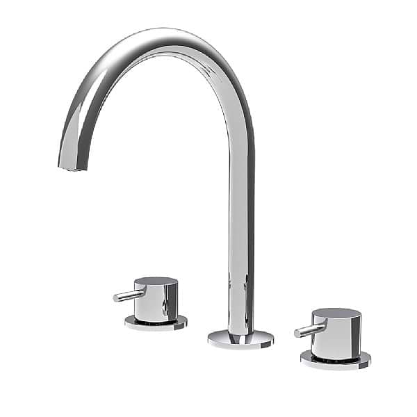 C.P. Hart Spillo 3-Piece Swan Neck Basin Mixer with Click Waste