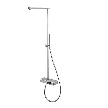 C.P. Hart Switch Exposed Double Outlet Thermostatic Shower Column with ABS Handshower and Satin Glass Shelf