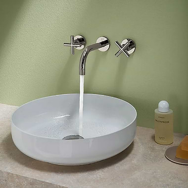 Dornbracht Tara. Wall-Mounted Three Piece Cross Handle Basin Mixer 160mm