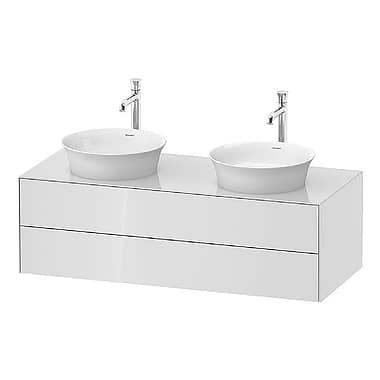 Duravit White Tulip Wall-Mounted Vanity Unit. 1300x550mm. For Two Bowls. Drawers