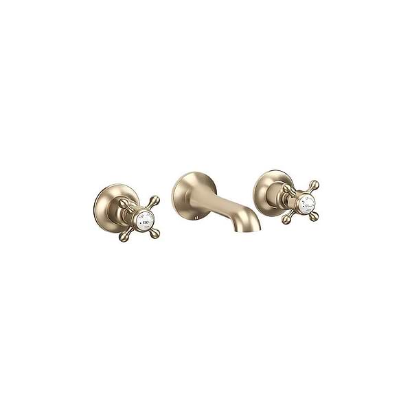 Crosswater Belgravia 3 Hole Wall Mounted Basin Tap Brushed Brass