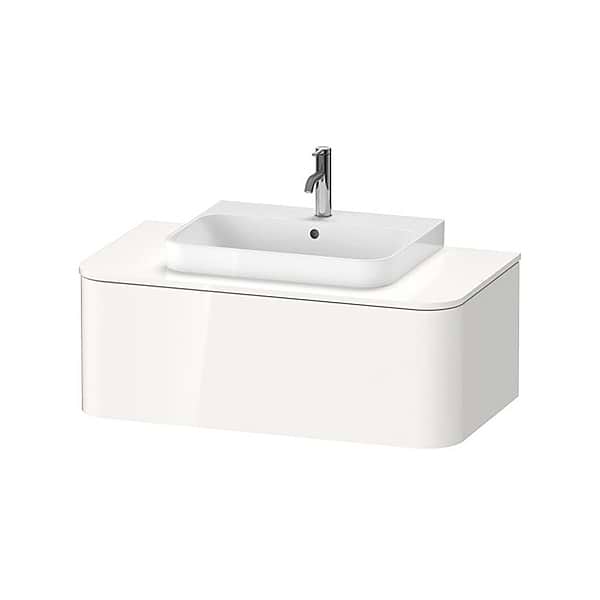 Duravit 0710500000 Bathroom Vanity – Ceramic Construction, Integrated Single Rectangular Sink, Rear Drain, Medium White, Wall-Mount Ready