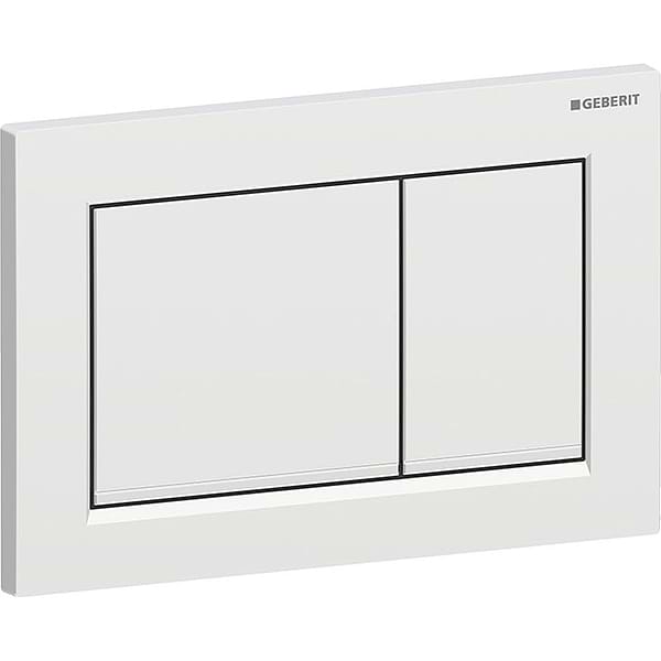 Geberit Omega20 Dual Flush Plate 212 x 142mm Matt Chrome with Gloss Chrome Design Stripes